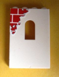 Panel 1 x 4 x 5 Wall with Window with Red Bricks Pattern Top Left (Sticker) - Set 6242
