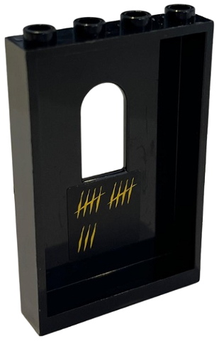 Panel 1 x 4 x 5 Wall with Window with Yellow Tally Marks Pattern on Inside (Sticker) - Set 9450