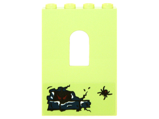 Panel 1 x 4 x 5 Wall with Window with Cracked Wall, Dark Red Eyes and Black Spider Pattern (Sticker) - Set 70732