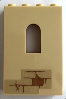 Panel 1 x 4 x 5 Wall with Window with Bricks Pattern 2 (Sticker) - Set 76387