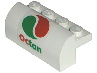 Slope, Curved 2 x 4 x 1 1/3 with 4 Recessed Studs with Octan Logo Pattern (Sticker) - Set 6341