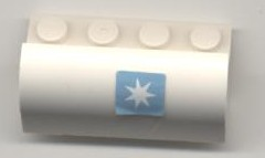 Slope, Curved 2 x 4 x 1 1/3 with 4 Recessed Studs with Maersk Star Logo Pattern (Sticker) - Set 1831