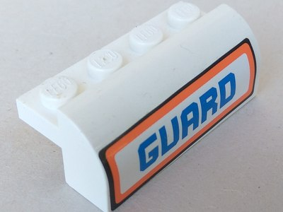 Slope, Curved 2 x 4 x 1 1/3 with 4 Recessed Studs with 'GUARD' Pattern (Sticker) - Set 7738
