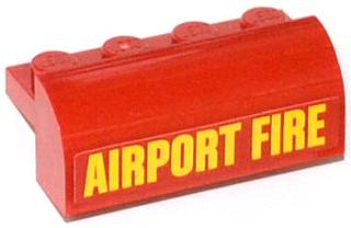 Slope, Curved 2 x 4 x 1 1/3 with 4 Recessed Studs with Yellow 'AIRPORT FIRE' Pattern (Sticker) - Set 60061