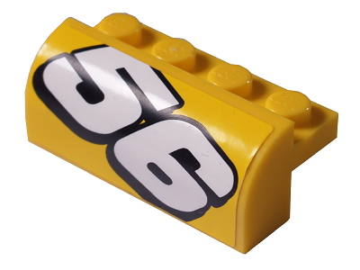 Slope, Curved 2 x 4 x 1 1/3 with 4 Recessed Studs with White Number 56 Pattern Model Right Side (Sticker) - Set 8183