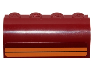 Slope, Curved 2 x 4 x 1 1/3 with 4 Recessed Studs with Two Orange Stripes Pattern (Sticker) - Set 75099