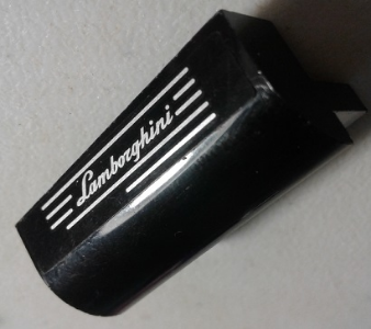 Slope, Curved 2 x 4 x 1 1/3 with 4 Recessed Studs with Silver 'Lamborghini' and Lines Pattern Model Left Side (Sticker) - Set 8214