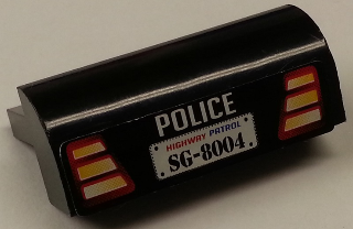 Slope, Curved 2 x 4 x 1 1/3 with 4 Recessed Studs with 'POLICE', Taillights and Highway Patrol 'SG-8004' Pattern (Sticker) - Set 8665