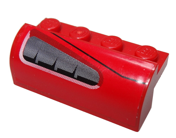 Slope, Curved 2 x 4 x 1 1/3 with 4 Recessed Studs with Silver and Gray Vents Pattern Model Left Side (Sticker) - Set 8185