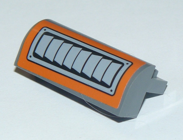 Slope, Curved 2 x 4 x 1 1/3 with 4 Recessed Studs with Engine Exhausts on Orange Background Pattern Model Left Side (Sticker) - Set 60103