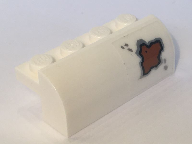 Slope, Curved 2 x 4 x 1 1/3 with 4 Recessed Studs with Rust Spot Pattern Model Right Side (Sticker) - Set 10274