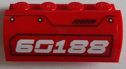 Slope, Curved 2 x 4 x 1 1/3 with 4 Recessed Studs with White '60188' Pattern Model Right Side (Sticker) - Set 60188