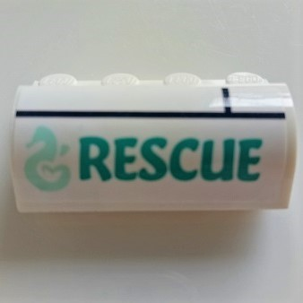 Slope, Curved 2 x 4 x 1 1/3 with 4 Recessed Studs with Seahorse and 'RESCUE' Pattern (Sticker) - Set 41378