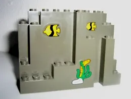 Rock Panel 4 x 10 x 6 Rectangular (BURP) with Fish, Eel and Sea Grass Pattern (Stickers) - Set 6558