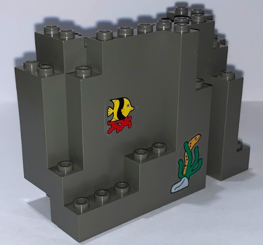 Rock Panel 4 x 10 x 6 Rectangular (BURP) with Fish, Coral, Sea Grass and Eel Pattern (Stickers) - Set 6560