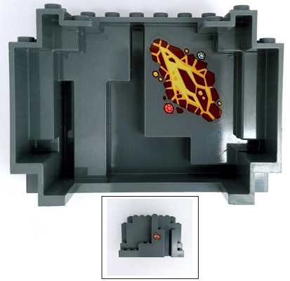 Rock Panel 4 x 10 x 6 Rectangular (BURP) with Coral and White Flowers and Lime Leaves on Outside and Lava Cracks and Gems Pattern on Inside (Stickers) - Set 41432