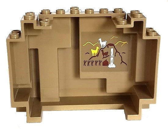 Rock Panel 4 x 10 x 6 Rectangular (BURP) with Alpacas, Mountains and Waterfall Pattern on Inside (Sticker) - Set 41432