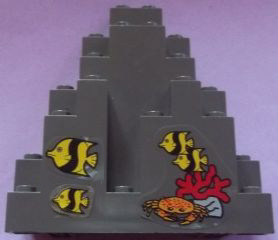 Rock Panel 3 x 8 x 7 Triangular (LURP) with 4 Fish and Crab Pattern (Stickers) - Set 6442