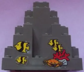 Rock Panel 3 x 8 x 7 Triangular (LURP) with 4 Fish and Crab Pattern (Stickers) - Set 6442