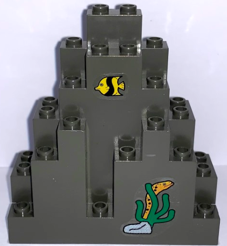 Rock Panel 3 x 8 x 7 Triangular (LURP) with Fish, Sea Grass and Eel Pattern (Stickers) - Set 6560