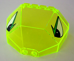Windscreen 8 x 3 1/2 x 4 1/6 Canopy Half Octagonal with Black and White Eyes with Green Eyebrows Pattern (Stickers) - Sets 2160 / 2162