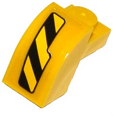 Slope, Curved 2 x 1 x 1 1/3 with Recessed Stud with Black and Yellow Danger Stripes Pattern Model Left Side (Sticker) – Set 76020