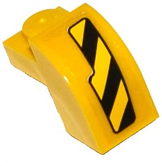 Slope, Curved 2 x 1 x 1 1/3 with Recessed Stud with Black and Yellow Danger Stripes Pattern Model Right Side (Sticker) – Set 76020