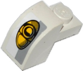 Slope, Curved 2 x 1 x 1 1/3 with Recessed Stud with Light Bluish Gray Stripe and Yellow Headlight Pattern (Sticker) – Set 75912