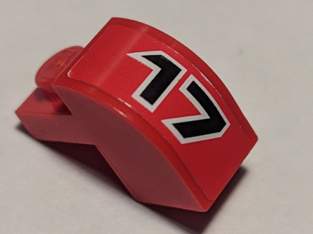 Slope, Curved 2 x 1 x 1 1/3 with Recessed Stud with Number 17 Pattern Model Left Side (Sticker) - Set 8184