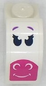 Slope, Curved 2 x 1 x 1 1/3 with Recessed Stud with Dark Blue Eyes, Dark Pink Muzzle, Medium Lavender Eyebrows Pattern (Sticker) - Set 41430