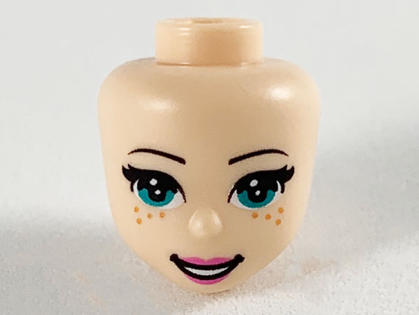 Mini Doll, Head Friends with Dark Turquoise Eyes, Dark Orange Freckles, Dark Pink Lips and Open Mouth Pattern