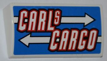 Slope, Curved 2 x 4 x 2/3 without Bottom Tubes with 'CARLS CARGO' and White Arrows Pattern (Sticker) - Set 8198