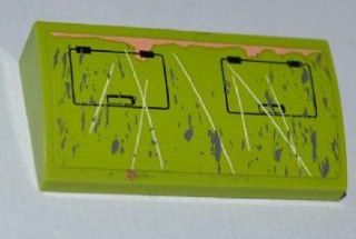 Slope, Curved 2 x 4 x 2/3 without Bottom Tubes with 2 Hatches, Rust and Scratches Pattern (Sticker) - Set 8707