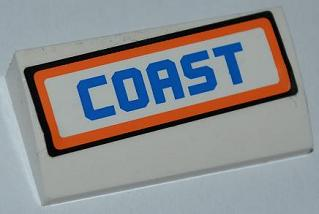 Slope, Curved 2 x 4 x 2/3 without Bottom Tubes with 'COAST' Pattern (Sticker) - Set 7726