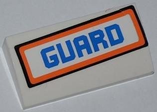 Slope, Curved 2 x 4 x 2/3 without Bottom Tubes with 'GUARD' Pattern (Sticker) - Set 7726