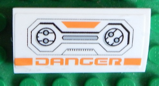 Slope, Curved 2 x 4 x 2/3 without Bottom Tubes with 'DANGER' and Mechanical Pattern (Sticker) - Set 7645