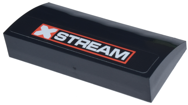 Slope, Curved 2 x 4 x 2/3 without Bottom Tubes with Red and White 'XSTREAM' Pattern (Sticker) - Set 8491