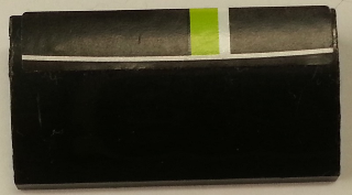 Slope, Curved 2 x 4 x 2/3 without Bottom Tubes with Lime and White Stripe on Black Background Pattern Model Front (Sticker) - Set 8154