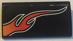 Slope, Curved 2 x 4 x 2/3 without Bottom Tubes with Orange Flame Model Left Side Pattern (Sticker) - Set 8164