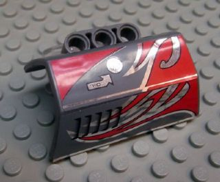 Technic, Panel Engine Block Half / Side Intake with Red and Silver Flames, Oil Cap Pattern Model Left Side (Stickers) - Set 8493