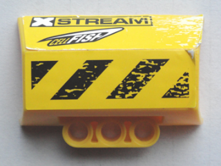 Technic, Panel Engine Block Half / Side Intake with 'XSTREAM', 'CELLFISH', Black and Yellow Danger Stripes Pattern Model Right Side (Stickers) - Set 8490