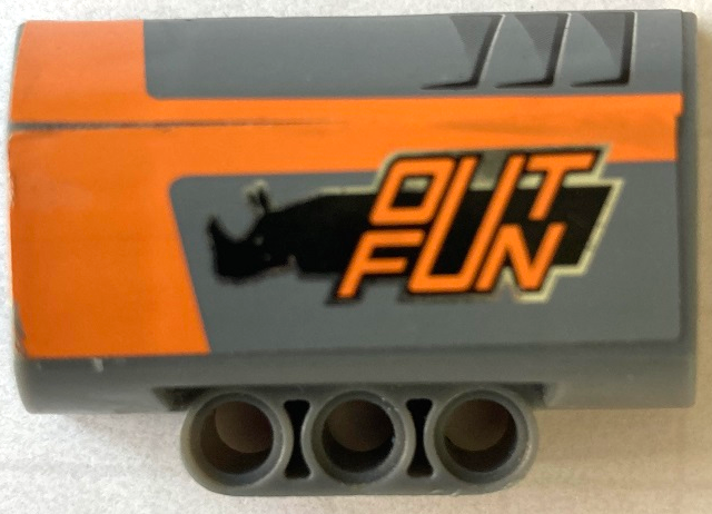 Technic, Panel Engine Block Half / Side Intake with Black Rhino, Orange 'OUTFUN' and Stripes Pattern Model Left Side (Stickers) - Set 8496