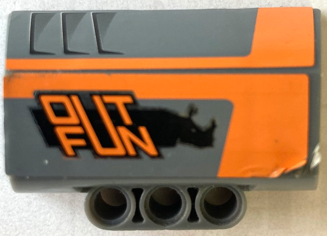 Technic, Panel Engine Block Half / Side Intake with Black Rhino, Orange 'OUTFUN' and Stripes Pattern Model Right Side (Stickers) - Set 8496