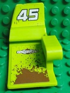 Technic, Panel Car Mudguard Right with 'YUBIHAMA', White '45', Reddish Brown Mud Splashes on Inside Pattern (Stickers) - Set 8492