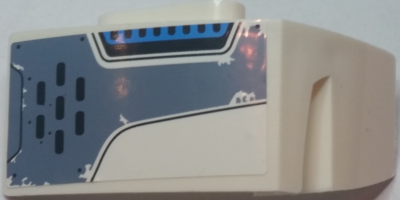 Technic, Panel Car Mudguard Right with Worn Sand Blue Panel with Black Rivets, Curved Lines, and Vent Grilles Pattern (Sticker) - Set 70131