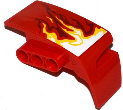 Technic, Panel Car Mudguard Left with White, Yellow and Dark Red Flames Pattern (Sticker) - Set 70727