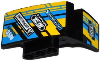 Technic, Panel Car Mudguard Left with Sponsor Logos on Dark Azure, Yellow and Black Background Pattern (Stickers) - Set 42034