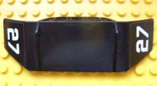 Technic, Panel Car Spoiler 3 x 8 with Three Holes and White '27' on Black Background Pattern on Both Ends (Stickers) - Set 8490