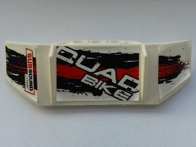 Technic, Panel Car Spoiler 3 x 8 with Three Holes with 'QUAD BIKE', 'SUBSOUND LIMITER' and Black and Red Stains Pattern Model Left Side (Stickers) - Set 8262
