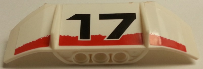 Technic, Panel Car Spoiler 3 x 8 with Three Holes and Black '17' and Red Stripe on White Background Pattern (Stickers) - Set 8184